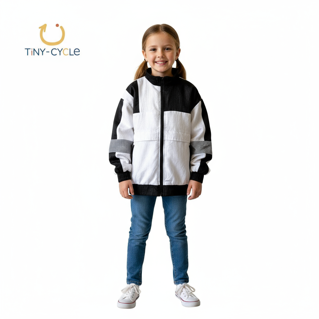 Chaqueta/Cortaviento Retro Blanca/Negro