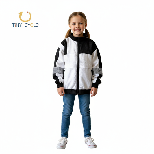 Chaqueta/Cortaviento Retro Blanca/Negro