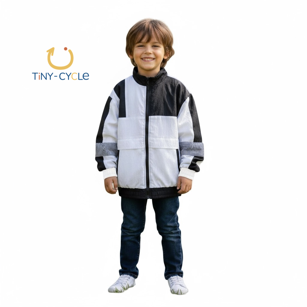 Chaqueta/Cortaviento Retro Blanca/Negro