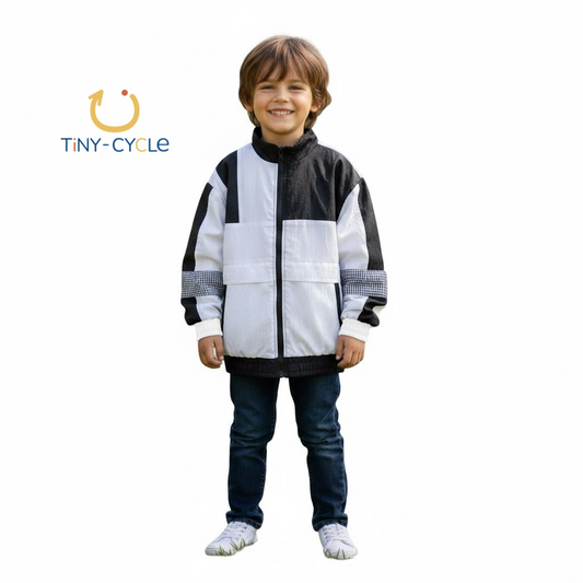 Chaqueta/Cortaviento Retro Blanca/Negro