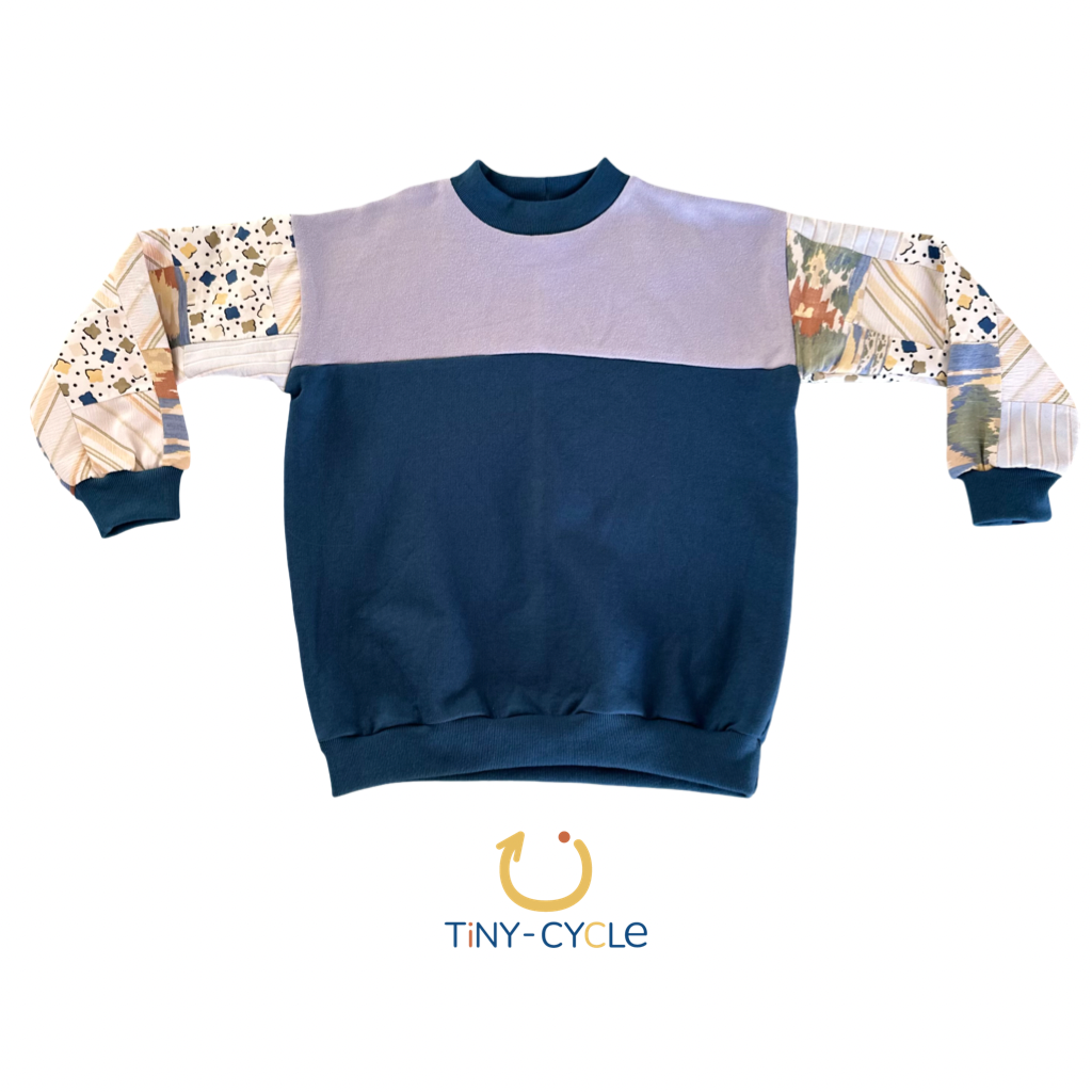 Polerón Patchwork Bloom Gris & Azul