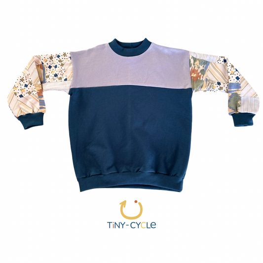 Polerón Patchwork Bloom Gris & Azul