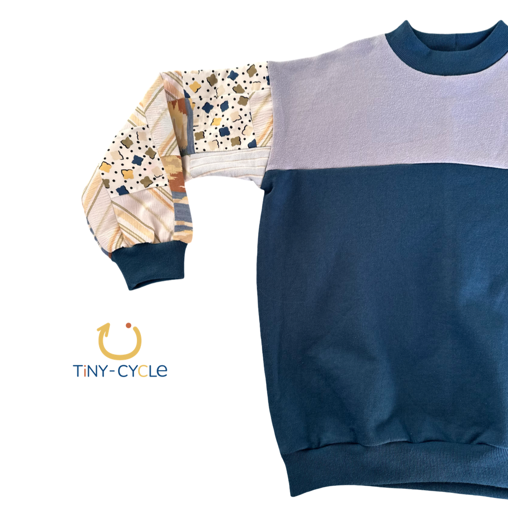 Polerón Patchwork Bloom Gris & Azul